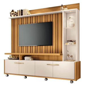 Estante Painel de Tv 60 200cm Titan Off White-cinamomo - Hb Móveis Off White/Cinamomo