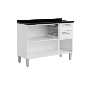 Balcão Bertolini Evidence 7124 c/Tampo 120cm Branco/Preto