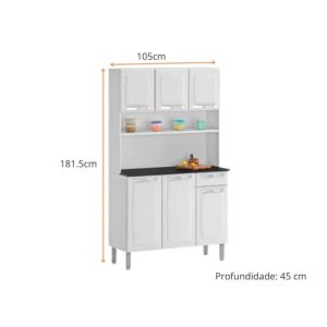 Kit Cozinha compacta em Aço 6 Portas, 1 Gaveta e 1 Prateleira Rose Itatiaia Branco