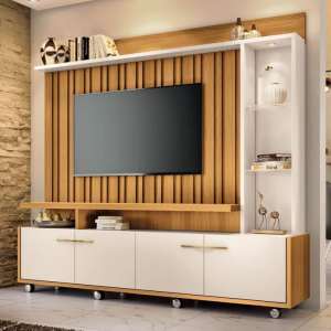 Estante Painel de Tv 60 200cm Titan Off White-cinamomo - Hb Móveis Off White/Cinamomo