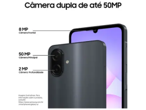 Smartphone Samsung A07 128GB Preto 4GB RAM Tela 6,7" Câm. Dupla + Selfie 8MP