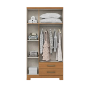 Guarda-roupa 91cm Solteiro 3 Portas 2 Gavetas com Espelho Açaí Henn