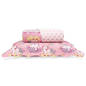 Colcha Juvenil Solteiro 1,60m x 2,20m em Matelassê com Porta Travesseiro Buettner Unicórnio