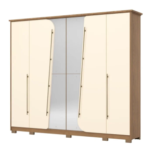 Guarda-roupa Casal 6 Portas 6 Gavetas Dubai Nature/Off White