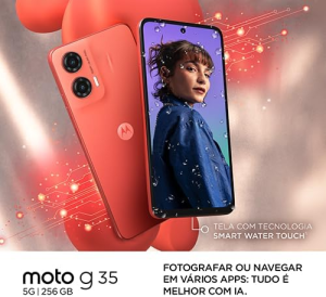 Smartphone Motorola Moto g35 5G - 256GB 12GB (4GB RAM+8GB Ram Boost) e Camera 50MP com AI NFC Tela 6.7" com Superbrilho - Coral