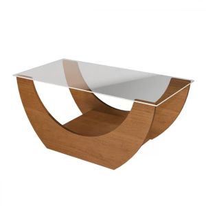 Mesa de Centro Onda com Tampo de Vidro Cinamomo - Pnr Móveis Marrom