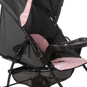 Carrinho de Bebê Romano até 15Kg Preto/Rosa 1035PTR Galzerano