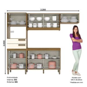 Kit Cozinha Compacta B107 7 Portas Nature Off White Briz - Briz